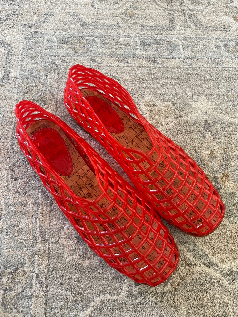 Red Women's jelly Slip-On Flats